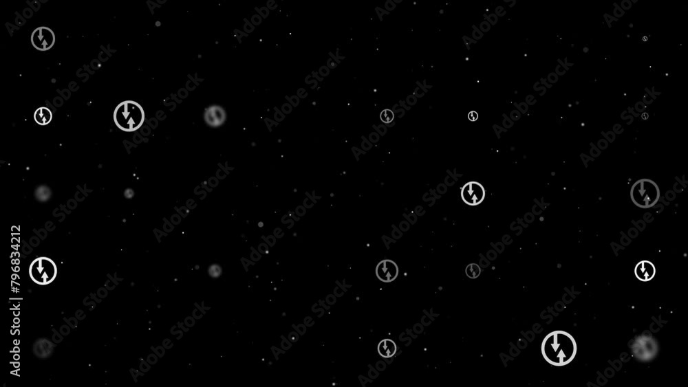 Poster template animation of evenly spaced advantage of oncoming traffic signs of different sizes and opaci