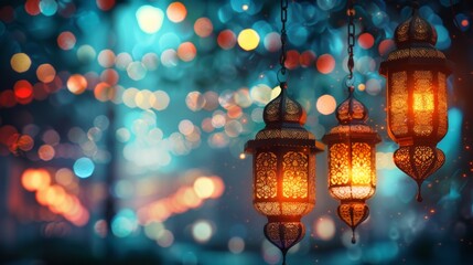 Islamic lantern background for muslim celebration day greetings