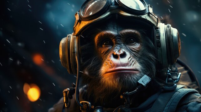 a photo monkey astronaut in nebula, galaxies, photography, AI Generative