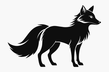black fox silhouette vector illustration on white background