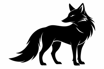 Obraz premium black fox silhouette vector illustration on white background