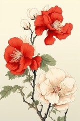 An isolated cotton flower art hibiscus blossom.
