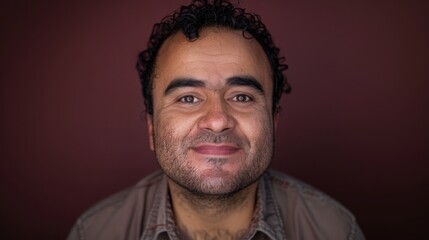 Man with a beard smiling, making eye contact with camera