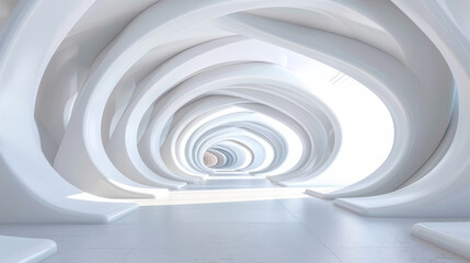 Contemporary white tunnel with elegant curves and architectural balance