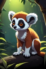 Fototapeta premium lemur on tree