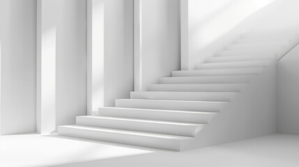 Elegant white stairs casting soft shadows in a minimalist architectural design space