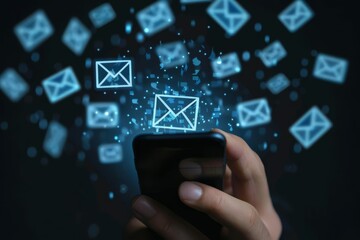 bulk email marketing sending targeted newsletters via smartphone digital direct selling concept