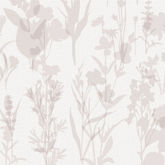 Fototapeta na wymiar Delicate watercolor meadow flowers, botanical digital paper