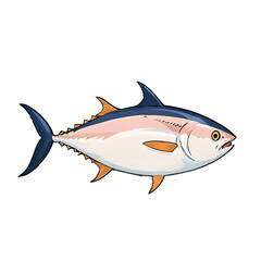 Tuna Fish Hand Drawn Cartoon Style Illustration