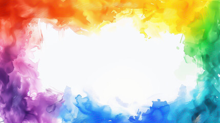 Fototapeta na wymiar High-resolution background featuring a rainbow of vivid watercolors cascading into a white center, perfect for creative projects, banners, and artistic presentations