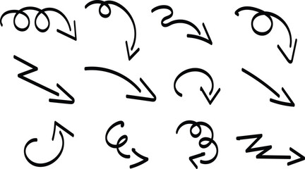 Hand drawn vector arrows pointers  line art design illustrations pack