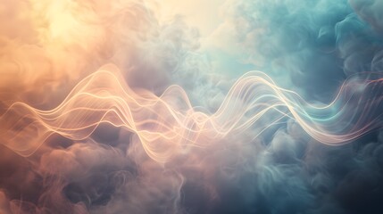 Ethereal Soundwave Meditation Undulating Ombre Hues in an Atmospheric Clouded Backdrop