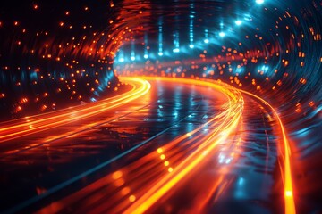 Stunning image showcasing a neon-lit tunnel creating a vibrant and futuristic visual effect