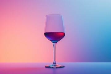 Sleek Wine Glass with Rich Contrast, Flat Art Style