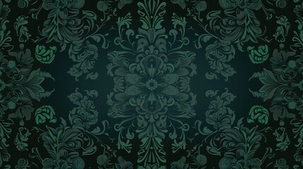 Minimalistic Dark Green Brocade Texture, Artistic Illustration