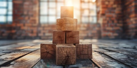 Wooden Cubes Stacked in Organized Structure for Business Workshop on Ethical Decision Making