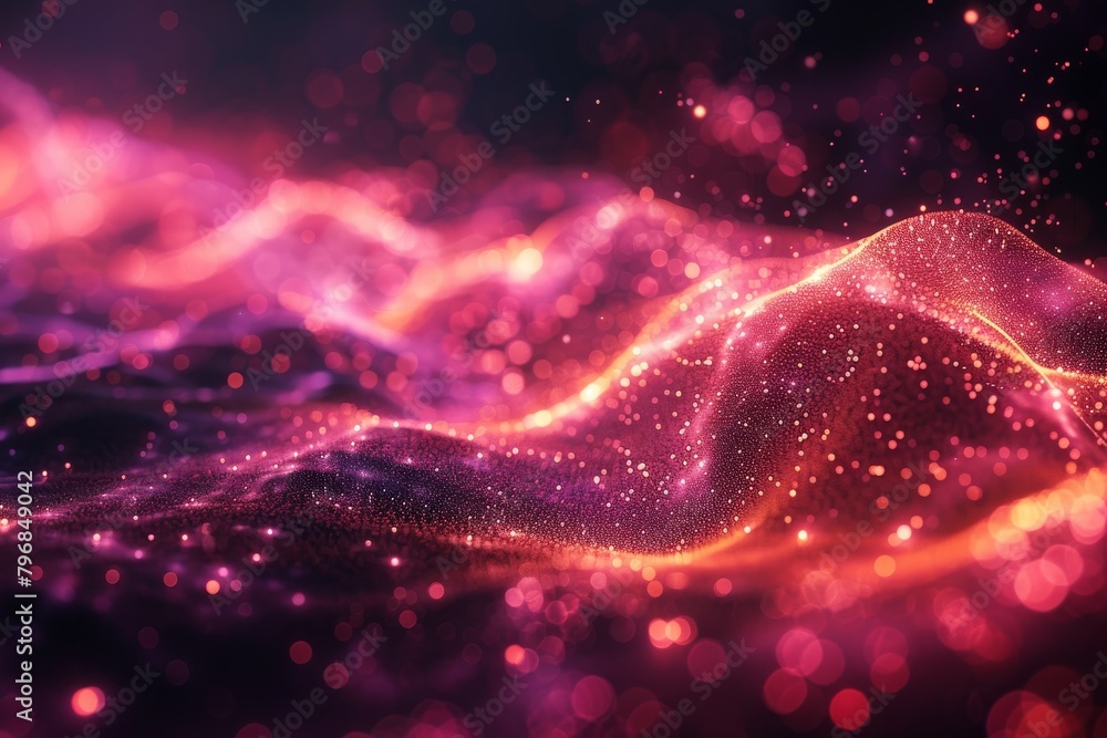 Poster captivating visual with wave pattern of glowing particles simulating motion and energy perfect for h