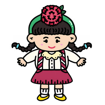 카네이션 머리띠 어린이 스승의날, 어버이날 여자아이 양갈래 일러스트 학생 유치원 어린이집 학교 어린이