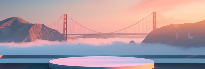 Golden Gate Serenity: Foggy Bridge and Tranquil Spring