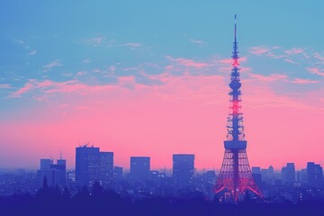 Tokyo tower architecture building landmark.
