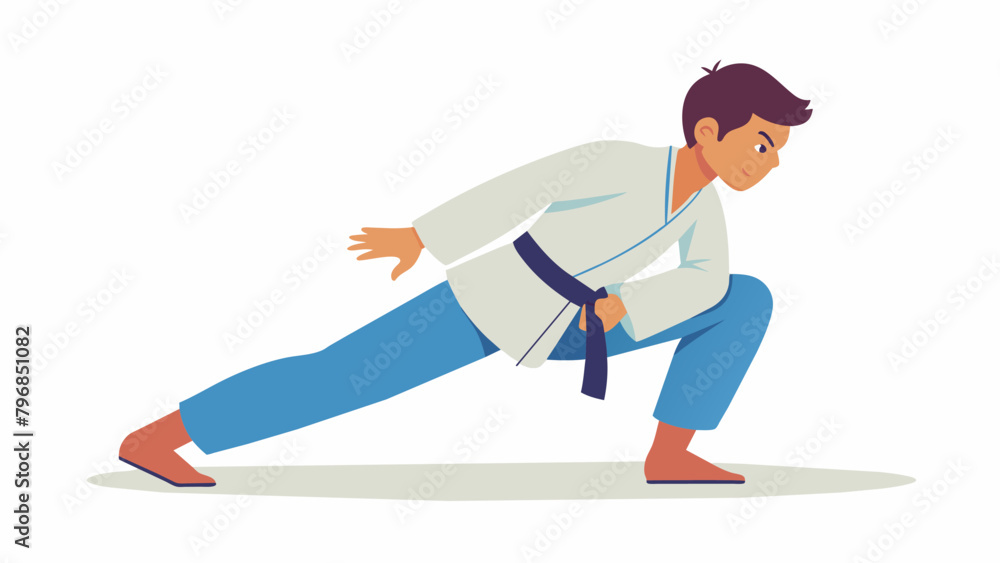 Poster a student practicing a drill to improve their hip mobility a key element in exeing jiujitsu techniqu