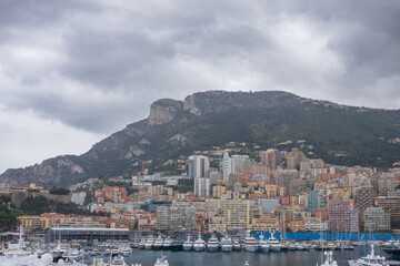 Panoramic view of Monte Carlo marina and cityscape