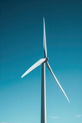 Wind Turbine Generator Landscape, Blue Sky View, Sustainable Energy Industry Concept, Environmental Advertising Backdrop, Green Marketing Wallpaper, Eco Friendly Business Design