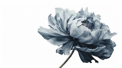 Dreamy Dusty Blue, Intensely Detailed Watercolor Flower, Vintage Botanical Elegance on White Background