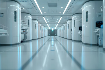 Modern Hospital Robots - White Background with Empty Canvas