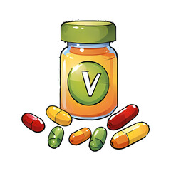 Vitamins Hand Drawn Cartoon Style Illustration