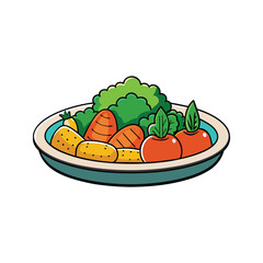 Dish with vegetables isolated