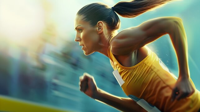 portrait of a woman athlete running