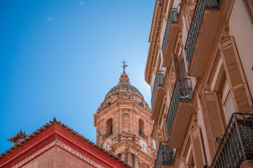 Malaga, Spain, view of the view of the Renaissance architectures of the Malaga Cathedral (or Santa...