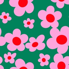 cartoon pink flower green background modern cute beautiful hand drawn structure farm seam sketch enlarged image decorative items clothing paper scrapbook learning media education interior decoration s