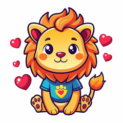 lion cartoon vector art illustration on white background
