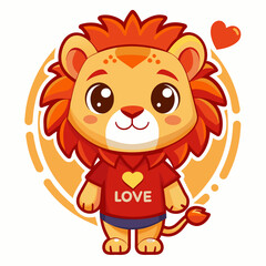 lion cartoon vector art illustration on white background