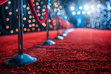 Red carpet and velvet rope for VIP events and glamorous occasions. Concept Red Carpet Events, VIP Experiences, Glamorous Occasions