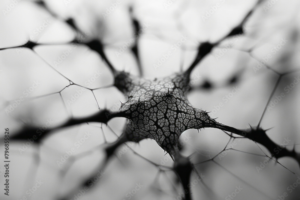 Leinwandbilder intersecting thin black lines on a white base, creating a delicate web of geometric interactions,