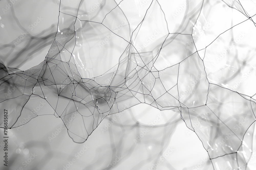 Leinwandbilder intersecting thin black lines on a white base, creating a delicate web of geometric interactions,