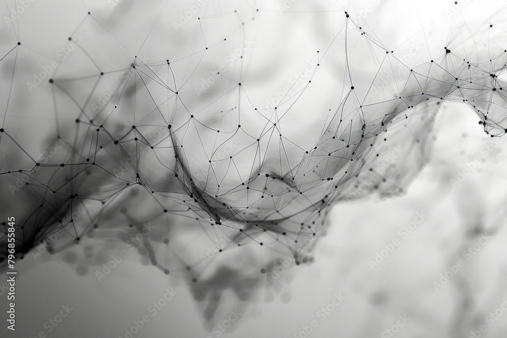 Poster Intersecting thin black lines on a white base, creating a delicate web of geometric interactions,