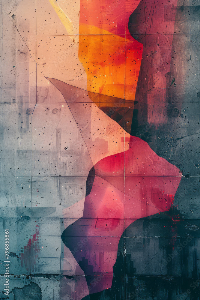 Leinwandbilder illustrate an abstract image where fragmented shapes seem to fragment and reassemble, suggesting a s