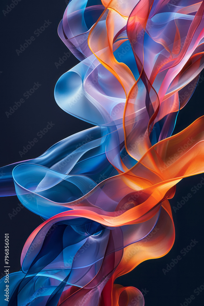 Poster Generate a visual representation of abstract forms that seem to pulse and throb with energy, utilizing bold, contrasting colors and dynamic shapes,
