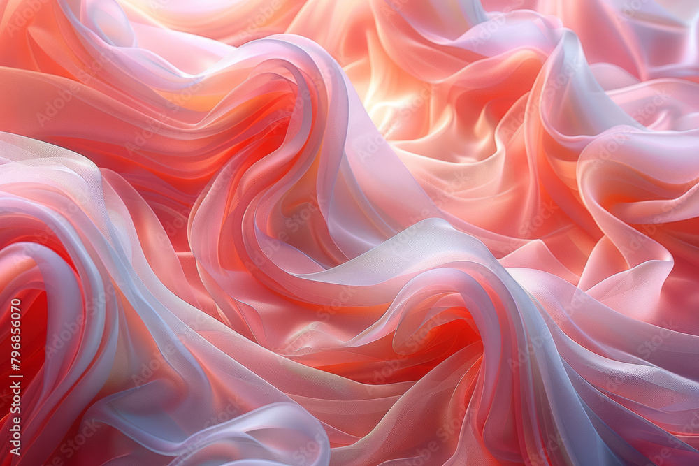Aufkleber Generate a visual representation of abstract forms that seem to ripple and undulate like fabric in the wind, utilizing soft, flowing lines and delicate pastel tones,