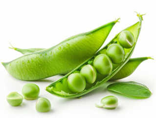 Green pea isolated on white background..