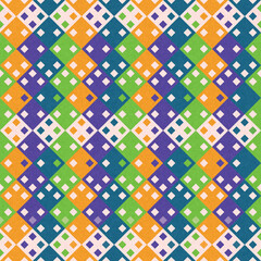 Simple glitch geometric seamless abstract pattern with playful woven summer color. Bright whimsical gender neutral bold irregular shape textile Cotton effect background. 