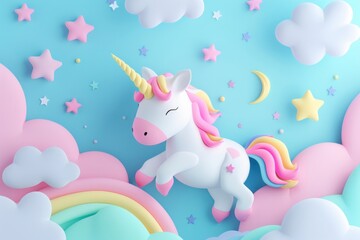 Cute unicorn background cartoon representation celebration