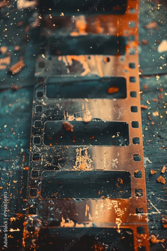 Aufkleber an old film clip digitally restored but intentionally left with patches of grain and flicker for a v