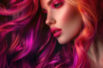 Vibrant Pink Hair and Striking Makeup on a Fashion Model