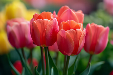 A vibrant burst of spring colors, like a blooming flower, suitable for new product launches and renewal themes,