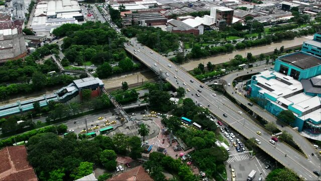 Top view of the El Poblado Metro station. Medellin, Colombia.